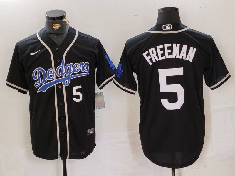 Men Los Angeles Dodgers #5 Freeman Black Fashion Nike Game MLB Jersey style 44